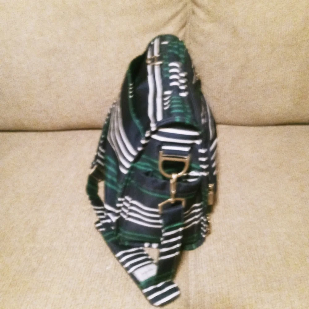 Jujube Green,Navy & White Striped Diaper Bag